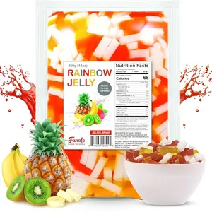 Fanale Coconut Jelly Topping nata de coco for Bubble Tea | Rainbow Konjac Jelly Topping for Boba Tea, Smoothies, Slushes, Desserts 400g(Pack Of 1)