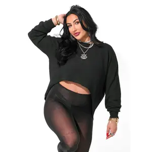 TEXTURED REVERSIBLE ROLES CUTOUT PULLOVER