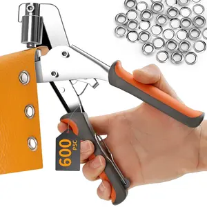 Grommet Tool Kit, Handheld Grommet Pliers with 600 count 3/8 Inch Grommets, Heavy Duty Grommet Kit, Grommet Tool for DIY Banner, Tarp, Leather