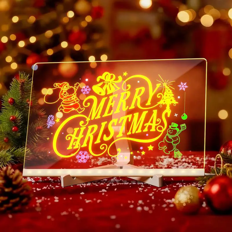 Led Drawing Board For Kids, Acrylic Dry Erase Light-Up Board with Stand Markers Wipes Spray Bottle & Tracing Paper Erasable Reusable Board for Kids Learning Ideal Gift for Birthday Halloween Christmas Decorative Neon Sign 11.9"L x 7.9"W(30cm*20cm)