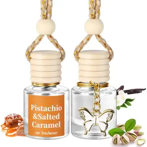 2 Pack Car Air Freshener Pistachio and Salted Caramel Hanging Essential Oil Diffuser Long Lasting Car Scent Automobile Aromatherapy with Rearview Mirror Accessories(Butterfly Pendant)