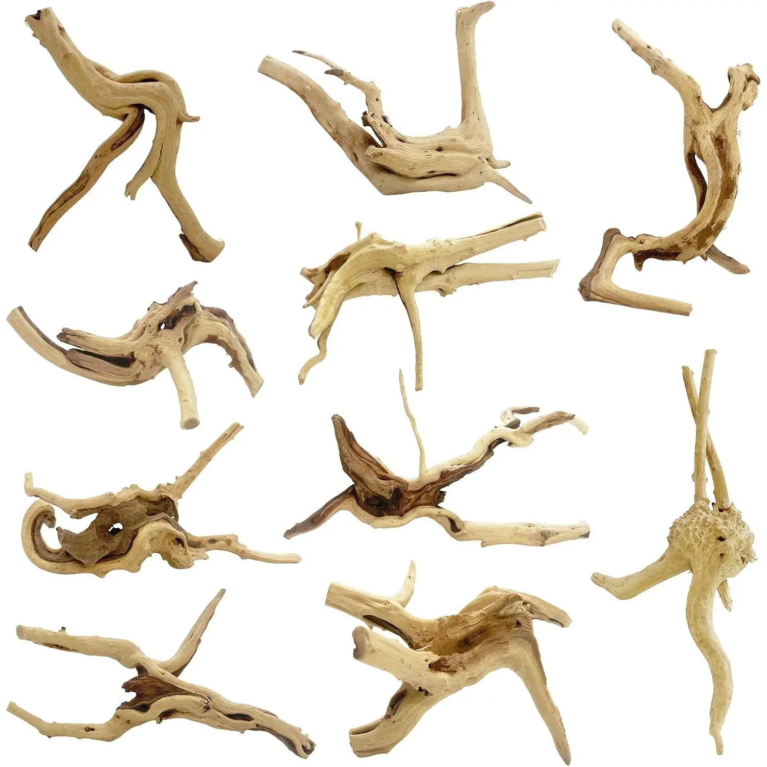 10 count  Small Spiderwood for Aquarium, Aquarium Driftwood Freshwater 4-6 Inch,  Size Spider , Twisted Branches for Fishtank Accessories, Reptile Terrariums Decorations