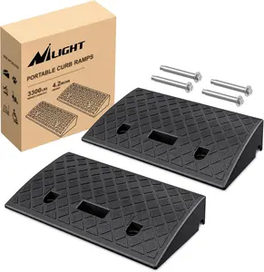 Nilight Plastic Curb Ramps - 4.2" Rise Portable Lightweight Heavy-Duty Threshold Car Ramp, 2-Pack for Driveway Wheelchair, Motorcycle