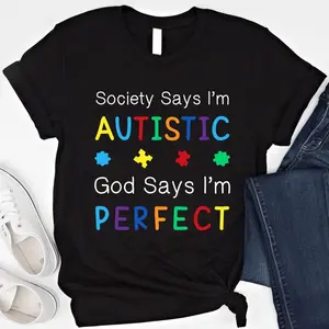 Autism Shirt Kids Autism Awareness Shirt Society Says I'm Autistic God Says I'm Perfect Shirt Diversity Shirt Autistic Shirts Autism Gifts
