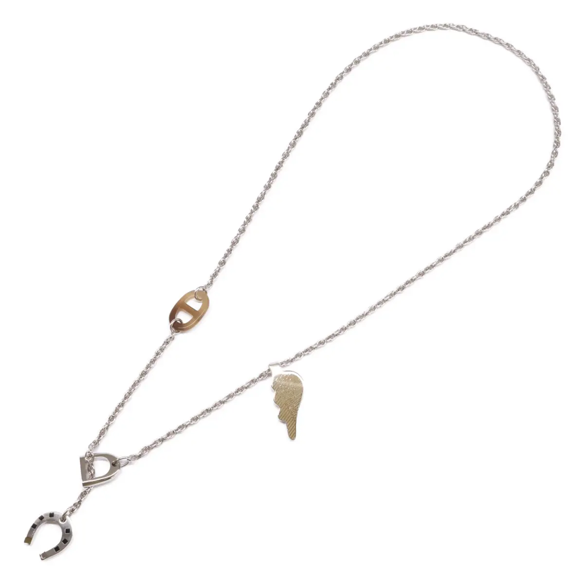 Pre-owned HERMÈS Gold-plated Small Leather Goods Hermes Bon Voyage Necklace