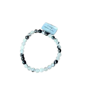 22. 6mm Round Faceted Bead Bracelet Black Rutilated Quartz Colors Will Vary Final Sale Natural Stone Jewelry