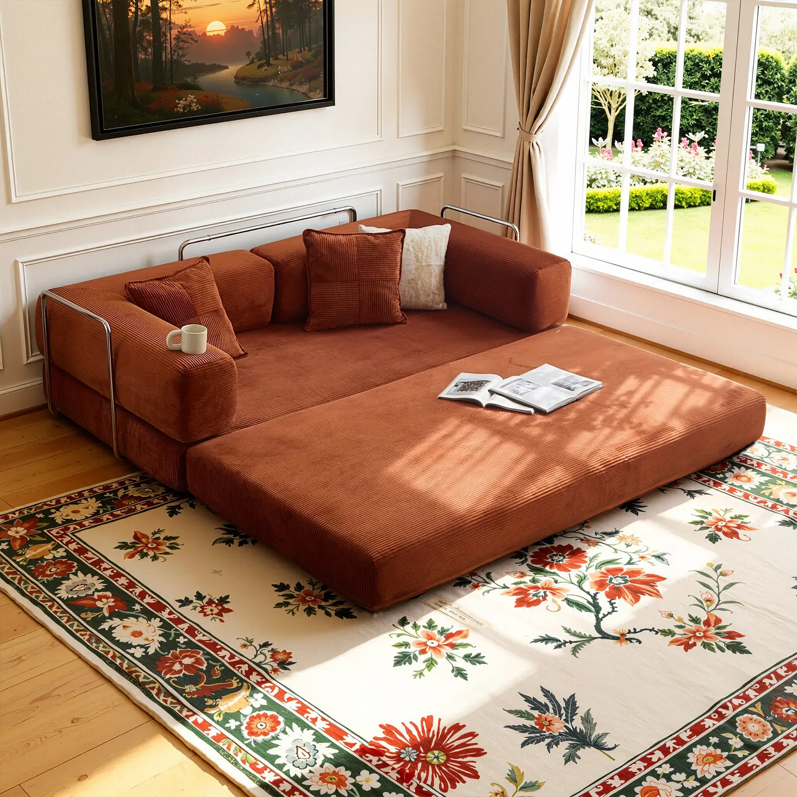 Modern Cloud Sofa Folding Sofa Bed, modular boxed compressed memory foam sofa with removable and washable sofa cover, 2-in-1 sofa bed, suitable for living room, bedroom, and apartment,convenient and comfortable