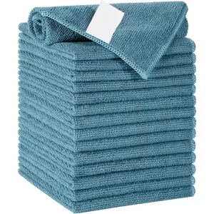 Microfiber Cleaning Cloth, -Purpose Microfiber Towels, Streak Free Cleaning Rags, Pack of 15, Light Teal, Size 30 x 30 cm(11.8 x 11.8 inch)