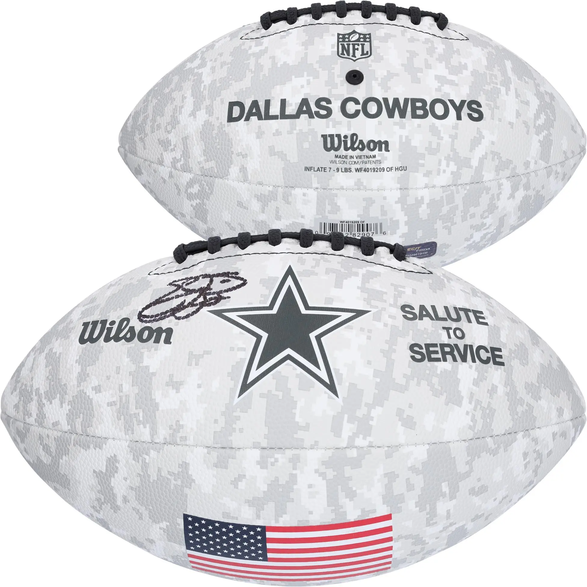 Emmitt Smith Dallas Cowboys Autographed 2024 Salute To Service Wilson Football - Fanatics Authentic Certified