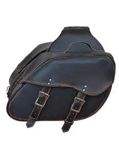 Unik  Colorado Brown Hard Leather Genuine Cowhide Saddle Bag, Distressed Brown - One Size