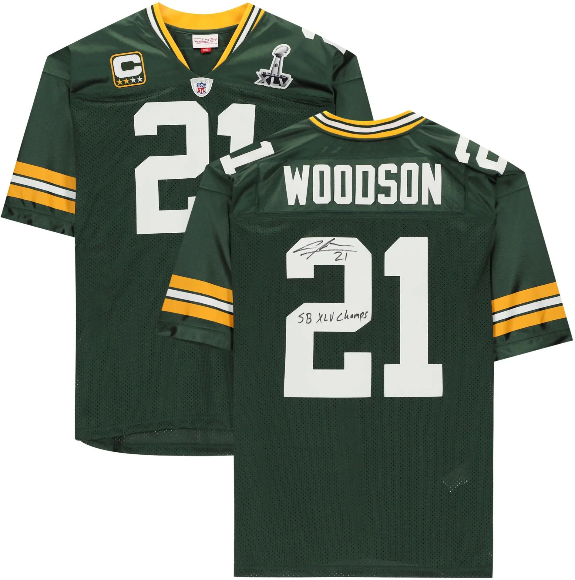 Charles Woodson Packers Signed Mitchell & Ness SB XLV Throwback Jersey w/Insc