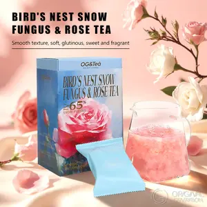 2.0 Sparrow‘s Nest Snow Fungus Rose Tea 90g(15g×6pack) Caffeine Free 65% Snow Fungus Rose Goji Edible Bird's Nest Peach