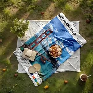 1 piece Golden Gate Bridge and bay scenery themed flannel blanket - Modern design flannel blanket, suitable for sofas and beds, all-season use, super soft and comfortable, digital printing, 100% polyester material, machine washable, suitable for