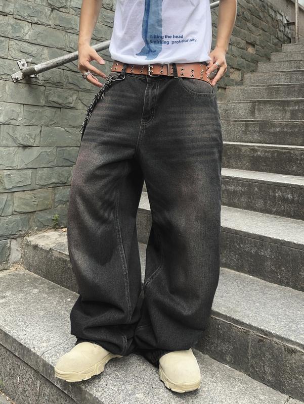 Wide Leg Jeans Spring To Summer Vintage Baggy Jeans Casual Fall Loose Fit Denim Pants with Pockets