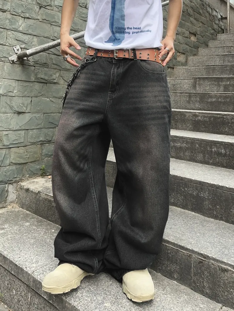 Wide Leg Jeans Spring To Summer Vintage Baggy Jeans Casual Fall Loose Fit Denim Pants with Pockets