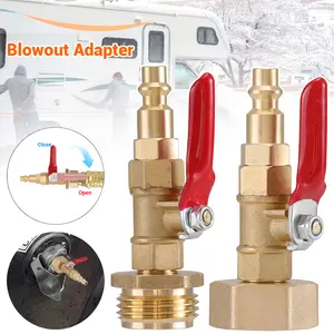 RV Winterize Blowout Adapter Ball Valve 1/4" Male Quick Connect Internal Outernal