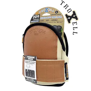 TROXELL USA SuperSoft Leatherhead Durable Anti-Slip Cushioned Utility Workwear Heavy-Duty Velcro Kneepads - Large Size, Bagged in Pairs, Durable Kneepads