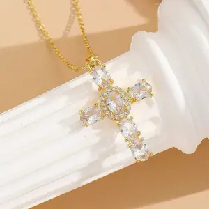 Cross Pendant Necklace for Women, Gothic Catholic Christian Costume Accessories Jewelry, Titanium Steel, Perfect Jewelry Valentines Gift for Her