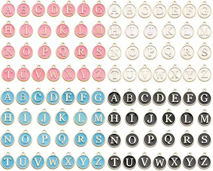 104PCS  Alphabet Charms for Jewelry Making - DIY ABC Alphabet Pendants Suitable for DIY Projects, for Making Bracelets & Necklaces