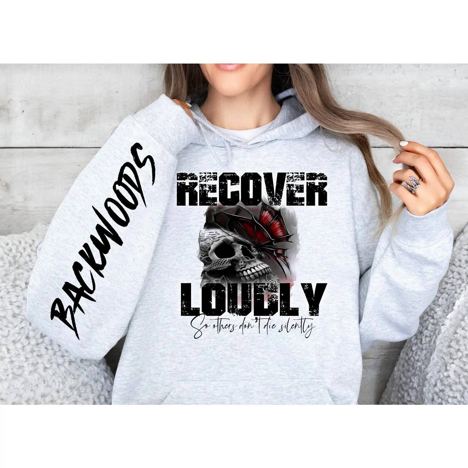 Recover Loudly So Others Don’t Die Silently | BackWoods Hoodie | Unisex