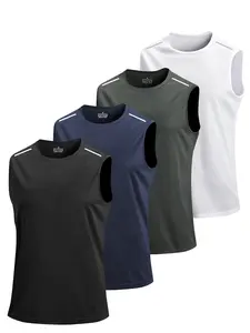 Men's Solid Color Sleeveless Tee, Sleeveless Sports Vest, Regular Fit Sporty Breathable Comfortable Tank Top for Gym Workout Running, Casual Men's Top for All Seasons