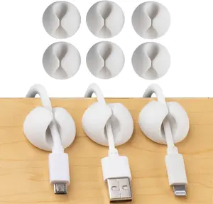 Convenient Cable Clips – Sticky, Compact Cable Holders for Cord Organization – Cord Keepers with 3M Strong Adhesive Backing for Organizing Power Cables, Phone Chargers, USB Cables & More – 4 Pack