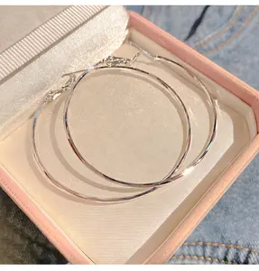 925 Silver Hoop Earrings for Women Hypoallergenic Thin  Silver Hoops Earrings for Women Lightweight Flat Large Hoop Earring 50mm，Suitable For Women,Hypoallergenic Ear Needles, Suitable For Daily And Vacation Wear, Suitable As Valentine's Day Gift