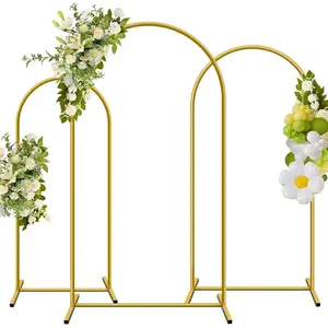 Metal Arch Backdrop Stand, Set of 3 (6/6.6/7.2 ft) Wedding Arched Frame with 12 Ground Nails,  Arched Background Stand for Wedding,  Shower, Birthday Party, Photography,