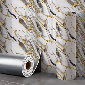 Marble Tile Wall Stickers, Self-Adhesive Waterproof Wallpaper, Anti-Static Xpe Material, Easy Home Installation, Suitable for Kitchen, Bathroom, Living Room & Marble Pattern Wallpaper