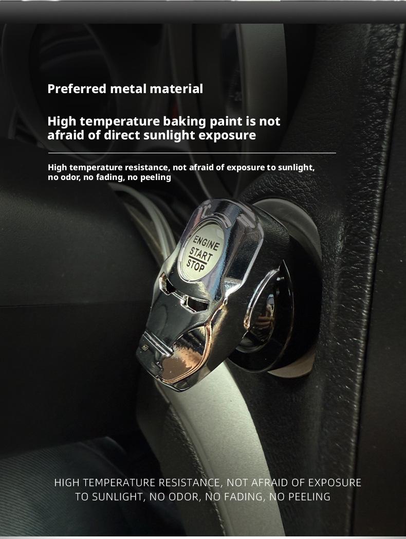 Futuristic Mecha Push to Start Button Cover - 3D Metal Ignition Switch Protector, Cool Car Accessories & Interior Decor