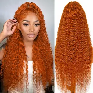 Zlzlblbl Deep Wave Ginger Lace Front Wigs Human Hair Pre Plucked with Baby Hair 13x6 #350 Colored Wigs Human Hair for Women