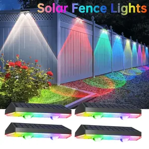 Solar Wall Lights 2 PCS Colorful Outdoor Waterproof LED Fence Lighting for Garden Pathway Decoration 9 Modes Eco-Friendly Bright Solar Powered