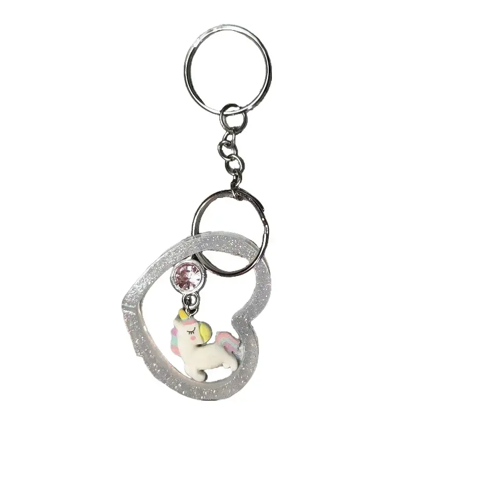 Women's Unicorn Keychain with Sparkling Crystal Charm & Ring, Everyday Fashion Costume Jewelry Accessory, Cute, Kids And Adults, No Warning Applicable, Glitter, Everyday Wear, Sparkle Accents, Whimsical Look, Playful Look