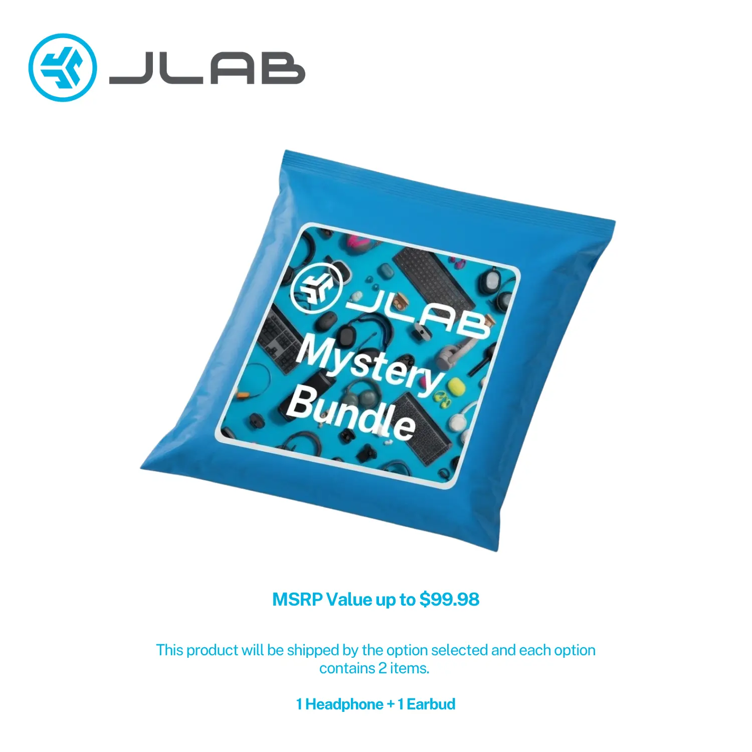 JLab Blind Bundle #1 Set - 1 Headphone + 1 Earbud, Mystery Bundle Audio