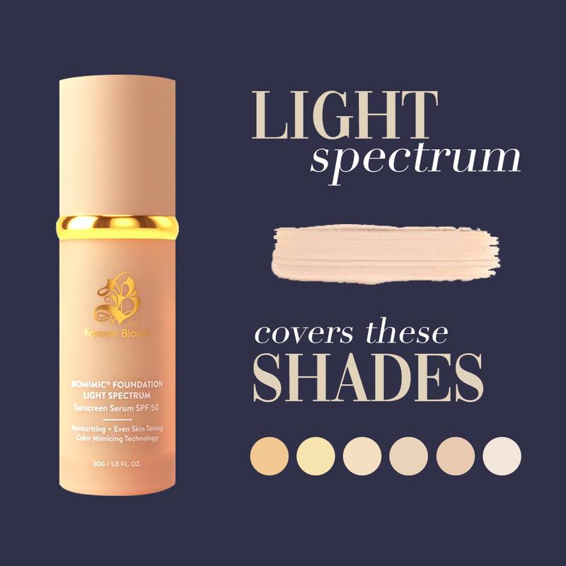 Biomimic Foundation 4 in 1 - Light Spectrum,  Liquid Foundation for Flawless, Natural Looking Finish Makeup Clear  Lightweight