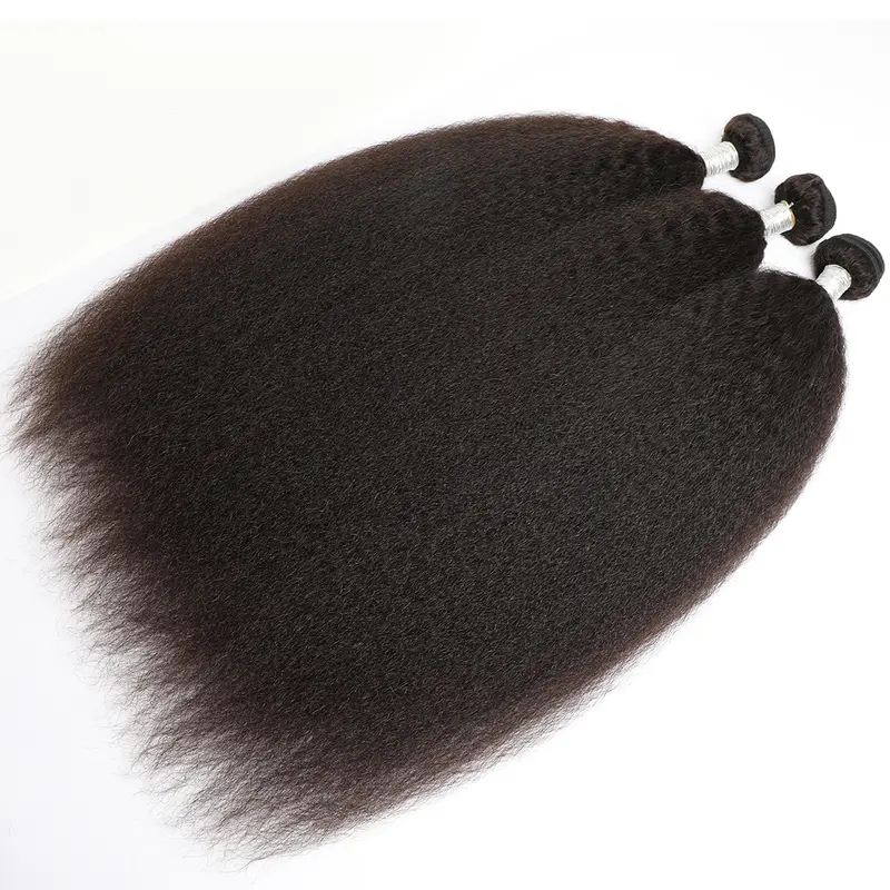 Megeen 16A YAKI Straight Human Hair Bundles Hair Bundles Kinky Straight Bundles 100% Unprocessed Virgin Human Hair Full and Thick 3 Bundles, Silky Soft, No Shedding, No Smell, No Tangle