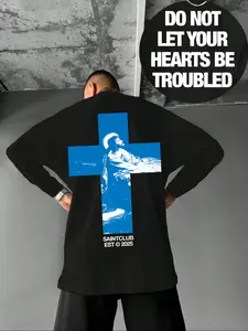 Men's Regular Fit Barbour International Print Long Sleeve Tee, Casual Comfy T-shirt for Spring & Fall, Men's Top for Daily Wear