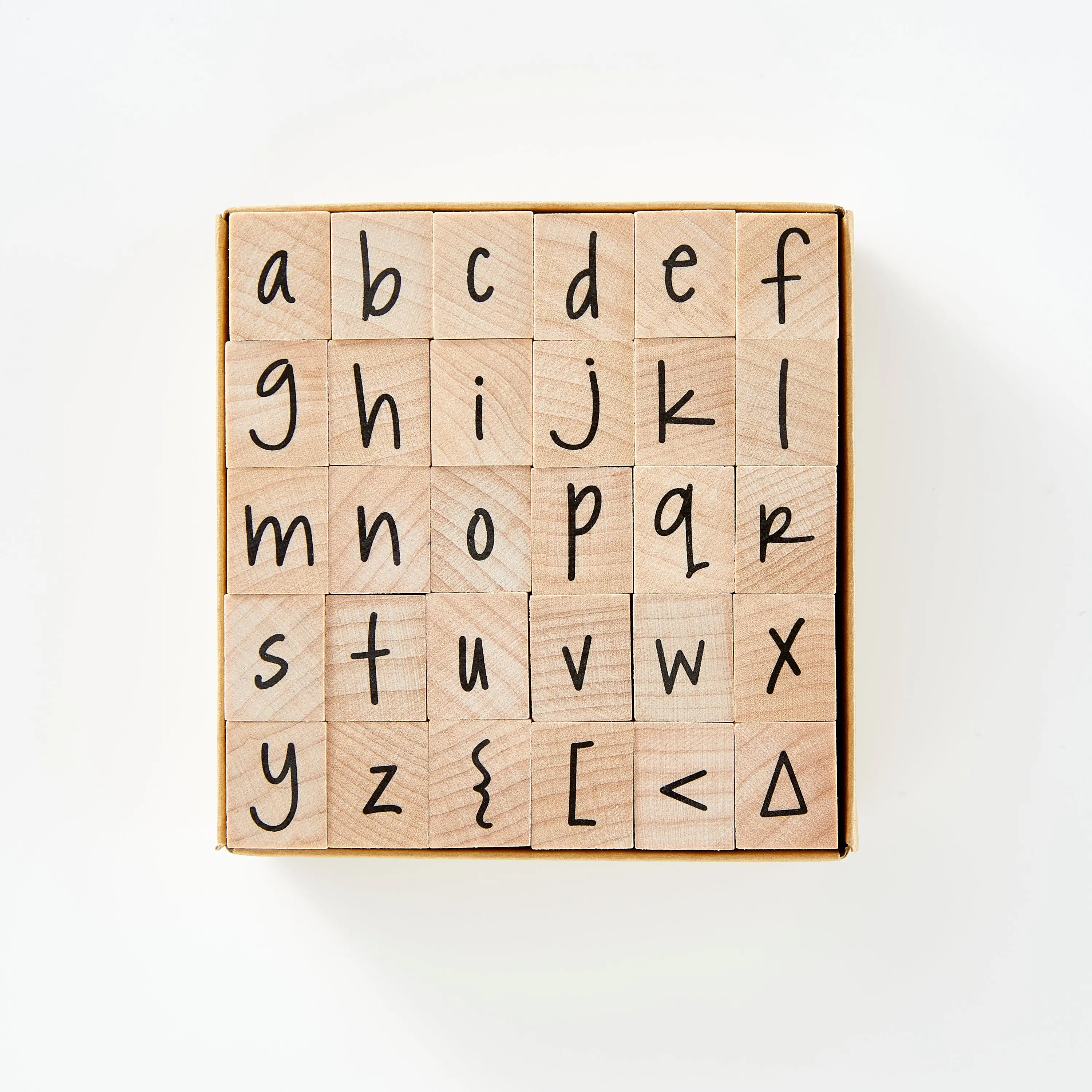 Happy Lowercase Letters Woodblock Stamp