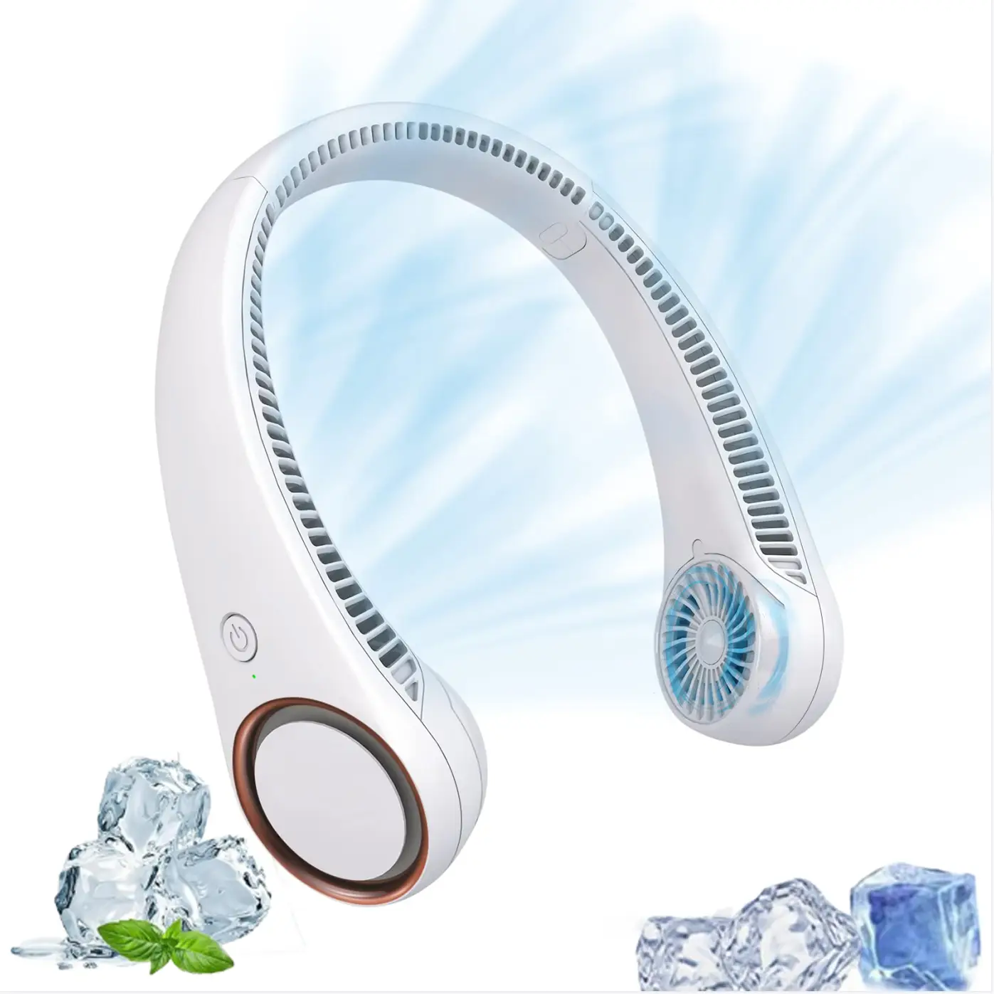 tiktok shop summersale Portable Neck Fan,4000 mAh Battery USB Operated Wearable, Rechargeable Turbo Bladeless Fan, 3 Speeds Adjustment 360° Cooling Ai