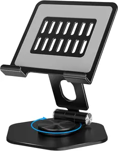 Tablet Stand for Desk, 360 Swivel iPad Stand with Rotating Base, Foldable  Desktop Holder for iPad Pro 12.9/11/10.5/9.7 & All Tablets, Black