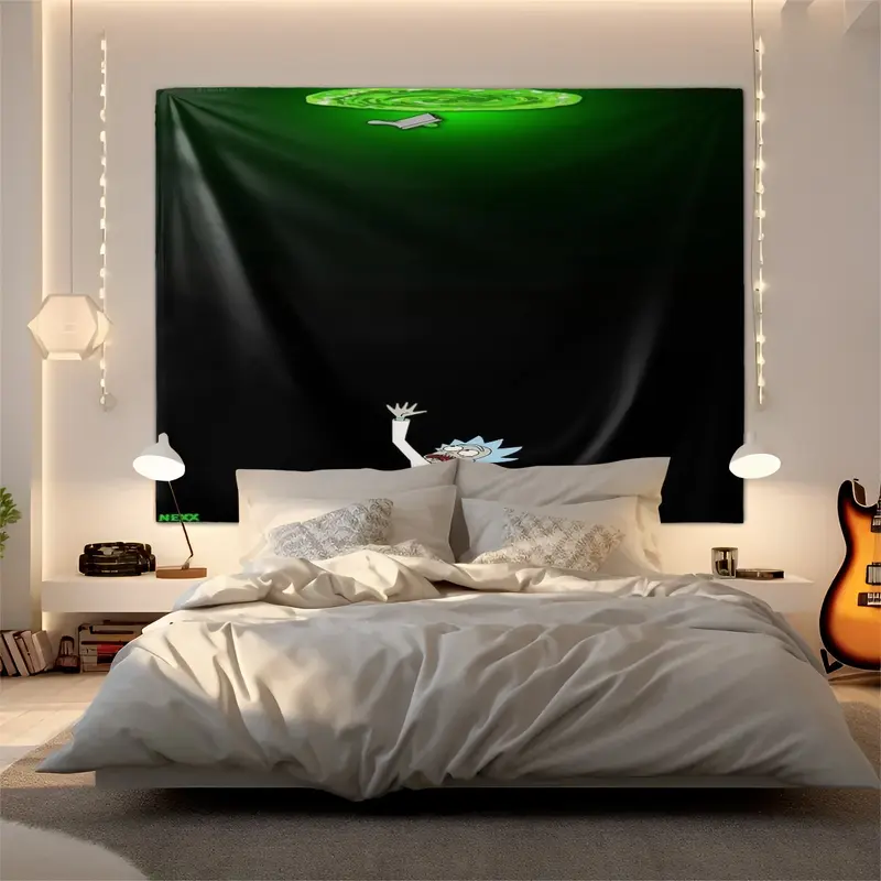 Rick and Morty Pattern Durable Decorative Tapestry for Home Decor, Stylish Room Flag, Unique Wall Art for Living Room and Bedroom, Gift for Kids and Teens