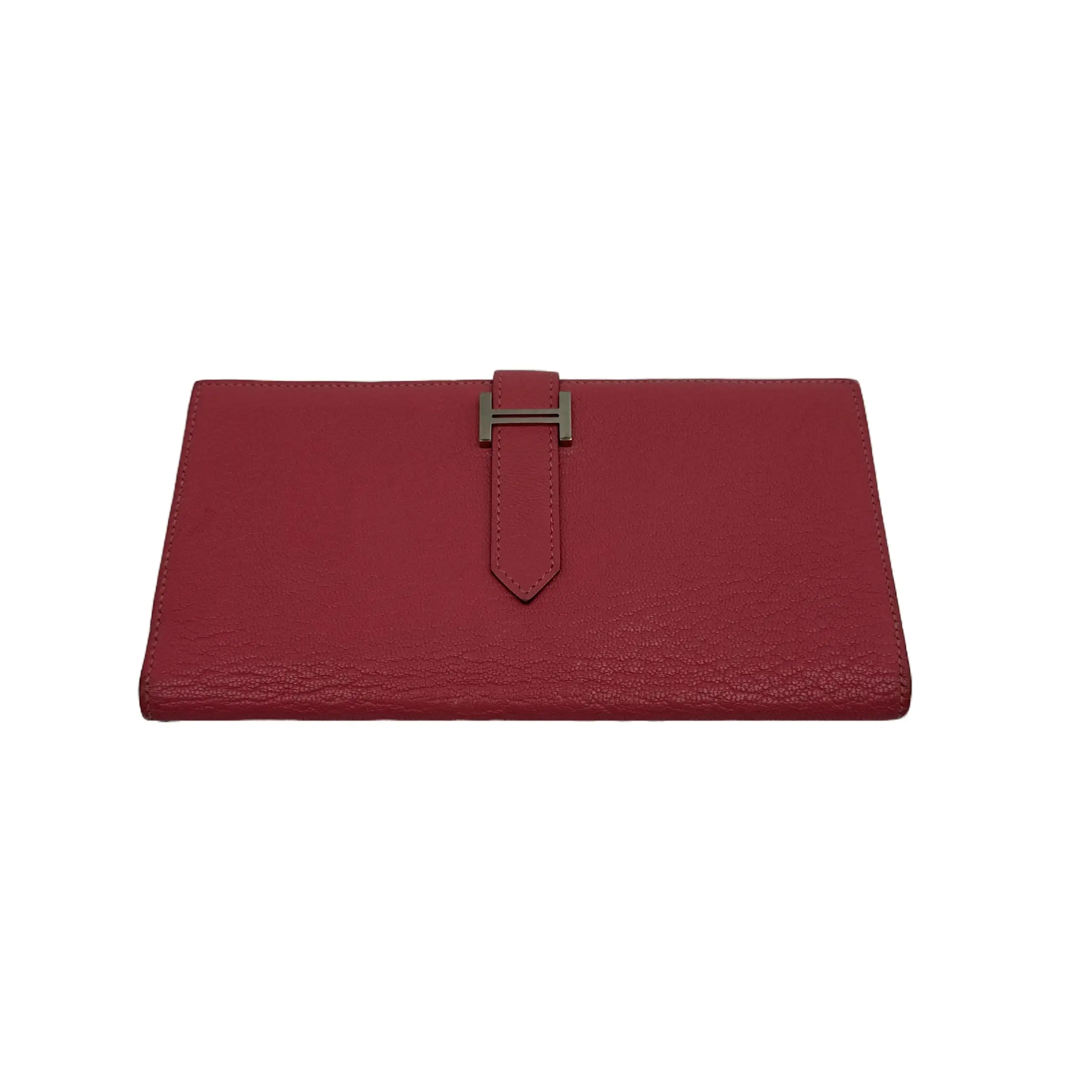 Pre-owned HERMÈS H5 Classic Béarn Soufflet pink Long Wallet H05789
