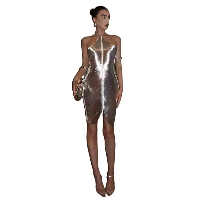 Women’s Fringe Halter Midi Dress, V Neck Sleeveless Slim Fit Dress, Open Back Tassel Detail Party Dress, Elegant Going Out Dress for Club, Dinner, Vacation, Events and Date Night S-XL