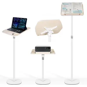 Floor Standing Book Stand, Foldable Book Holder for Reading with Page Clips, 19"-51" Height Adjustable, Sturdy Podium Stand for Reading, , Laptop, Cookbooks, or Projector