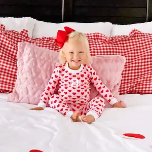 Heart & Daisy Print Pajamas - Soft Valentine's Day PJ Set for Girls