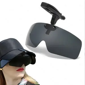Adjustable Men's Glasses with Classic Clips for Vision and a Hat, Black Polarized Tinted Lens Sunglasses