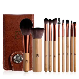 10-Piece Travel Makeup Brush Set with Mirror & Storage Bag – Portable Mini Brushes, Face Makeup Brushes for Foundation, Powder, Blush & Eyeshadow, Compact Makeup Tools for Daily Use & Travel