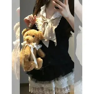 Harajuku 90s Aesthetic Sexy Dress Female New Sweet Y2k Slim Gothic Outfits Women Punk Fake Two Piece Vintage Short Sleeve Dress