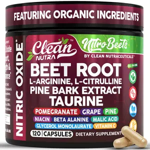 Clean Nutra Beet Root, L-Arginine, L-Citrulline, Pine Bark Extract, Taurine & More for Circulation, Energy & Vascular Health Support Capsules – Nitro Beets
