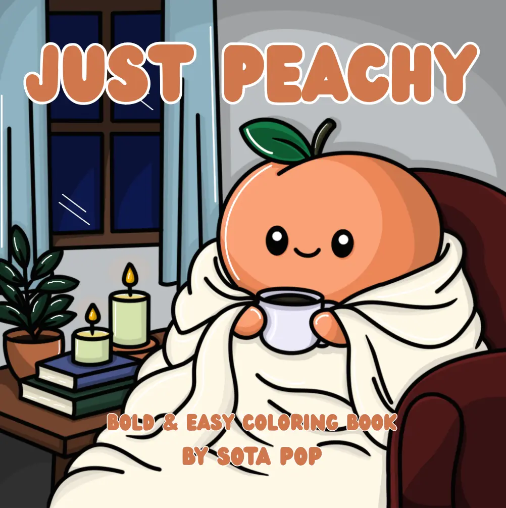 Just Peachy Adult Collectible Coloring Book - Creative Expression, Engaging, Glossy Cover Relaxation Activity for Comics & Manga Enthusiasts